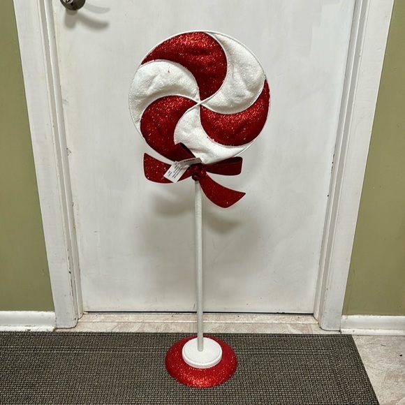 NWT 2017 HOBBY LOBBY JUMBO METAL GLITTER PEPPERMINT JINGLE BELL BOW DECOR - Picture 1 of 13